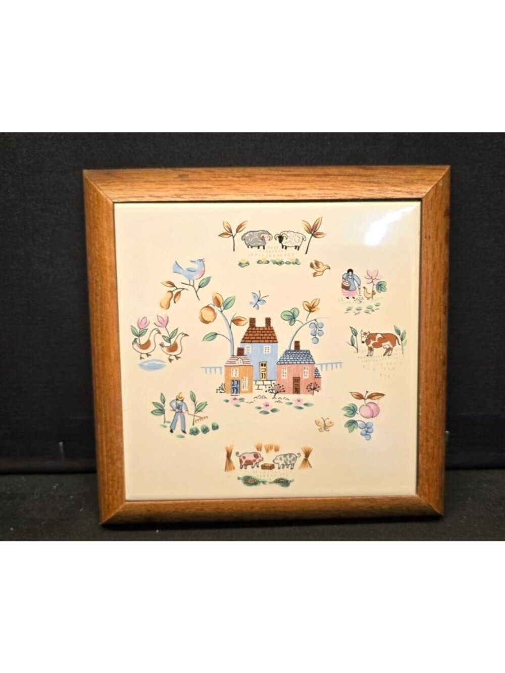 Vintage International Heartland Wood-Framed Trivet Farmhouse Cottagecore Kitchen